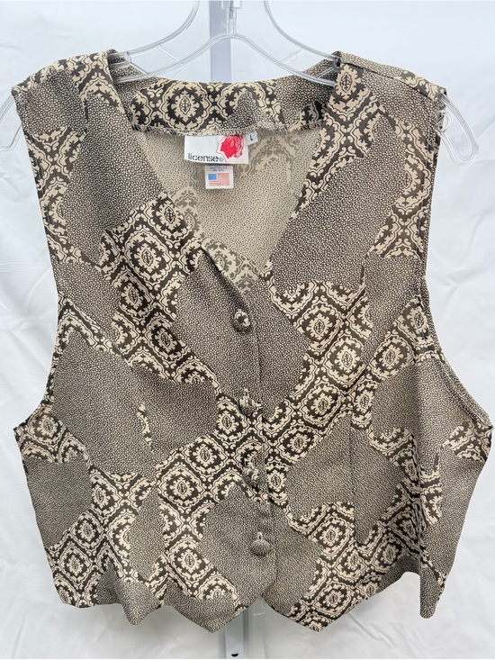 license Tops - Vintage License USA Damask Vest | Size L | Dark Academia 90s